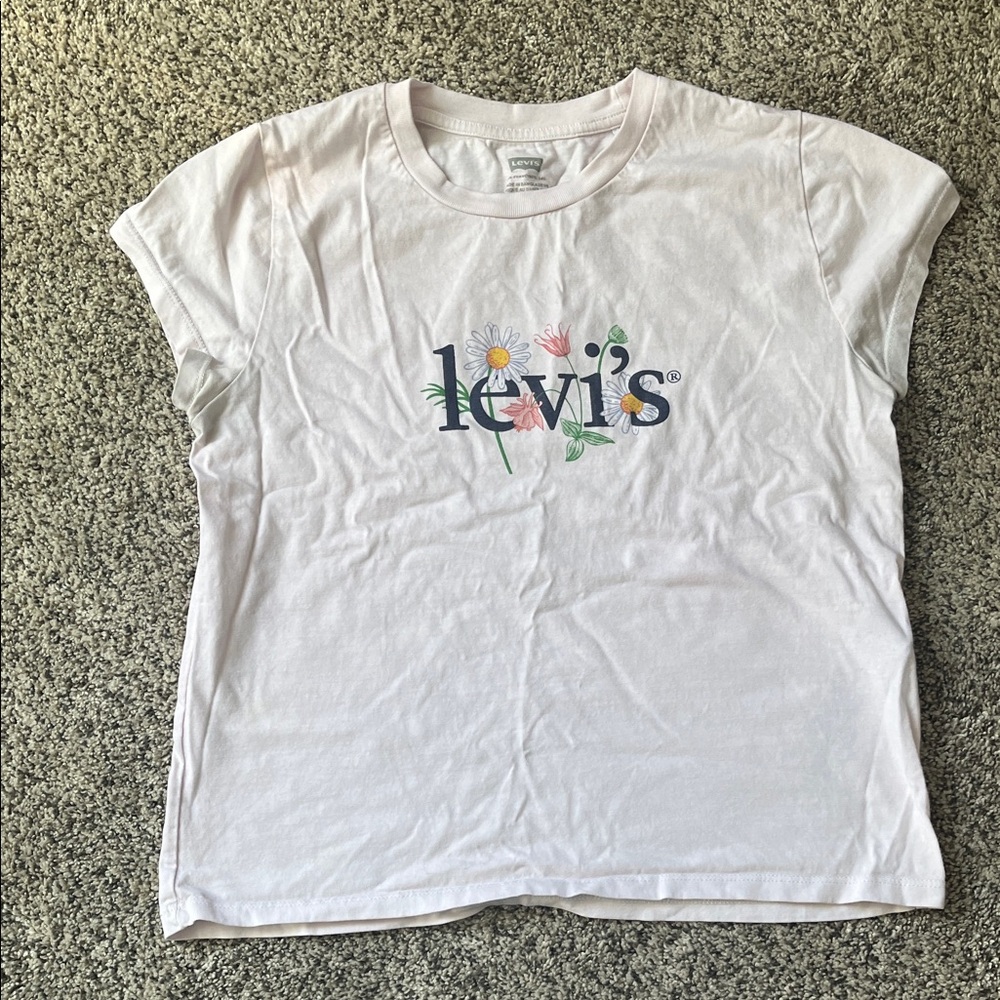 Levi's White Tee with Floral Logo